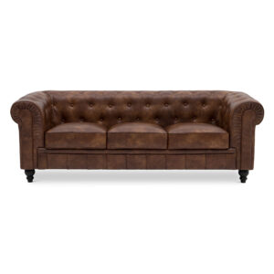 Benjamin Chesterfield Classical 3-Seater PU Leather Sofa