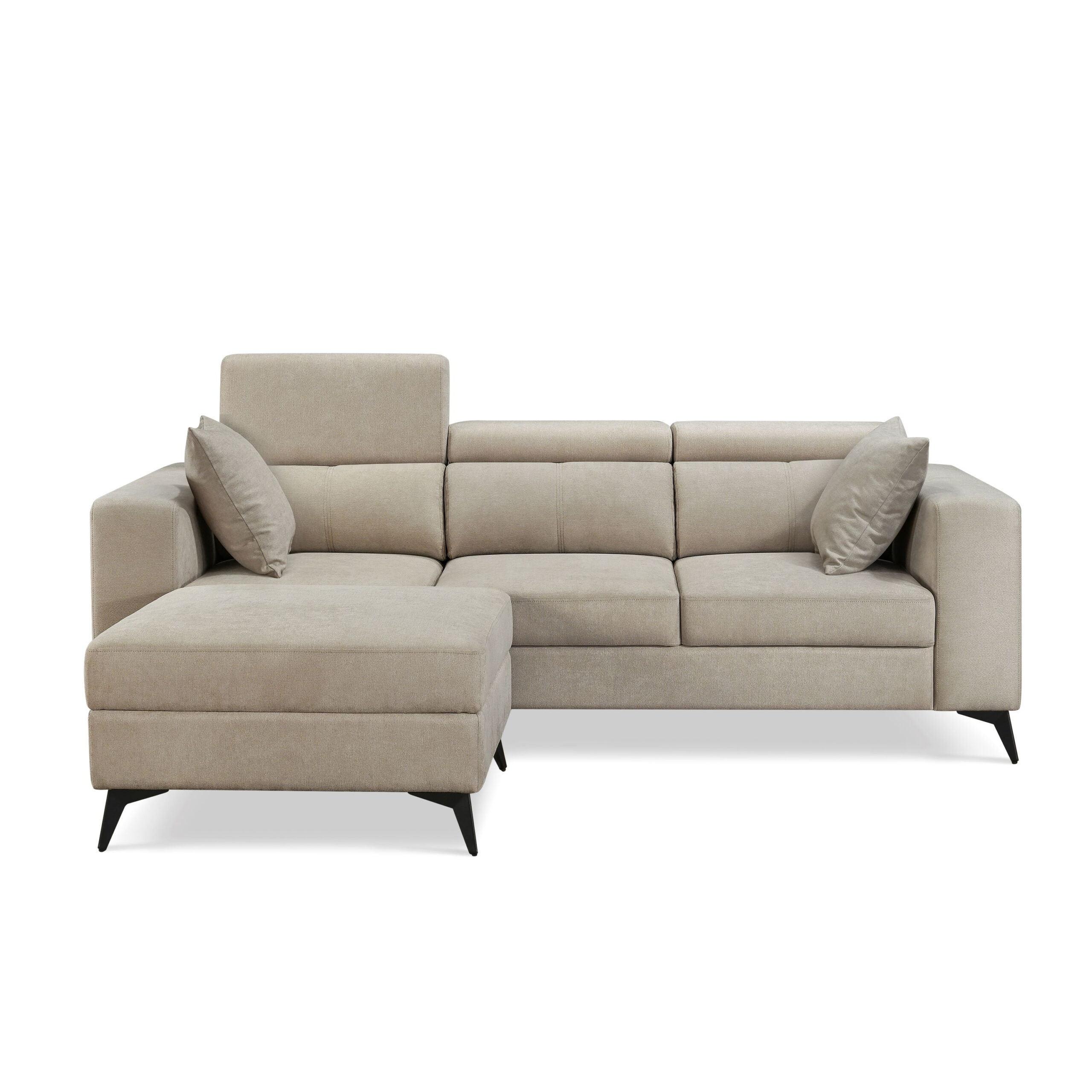 Adriano 2.15m 3-Seater Fabric Sofa with Ottoman - Image 5