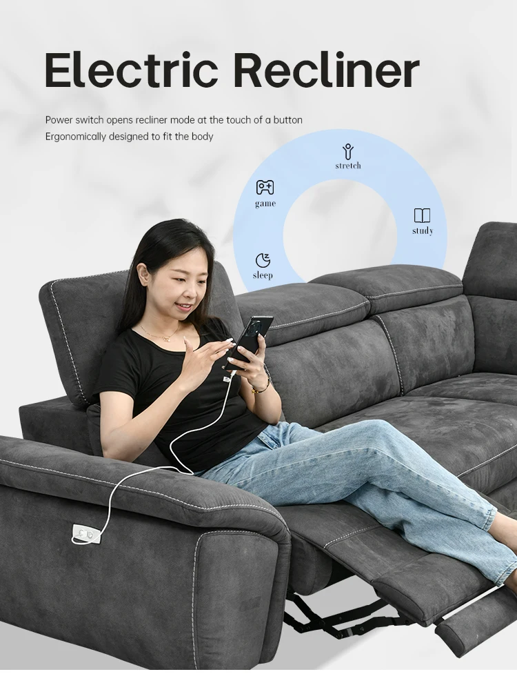 Moderno L-Shape 3-Seater Electric Recliner Sofa - Image 5