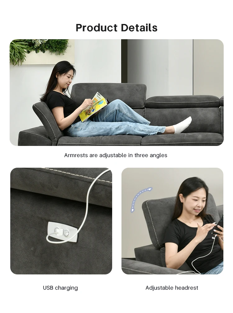 Moderno L-Shape 3-Seater Electric Recliner Sofa - Image 6