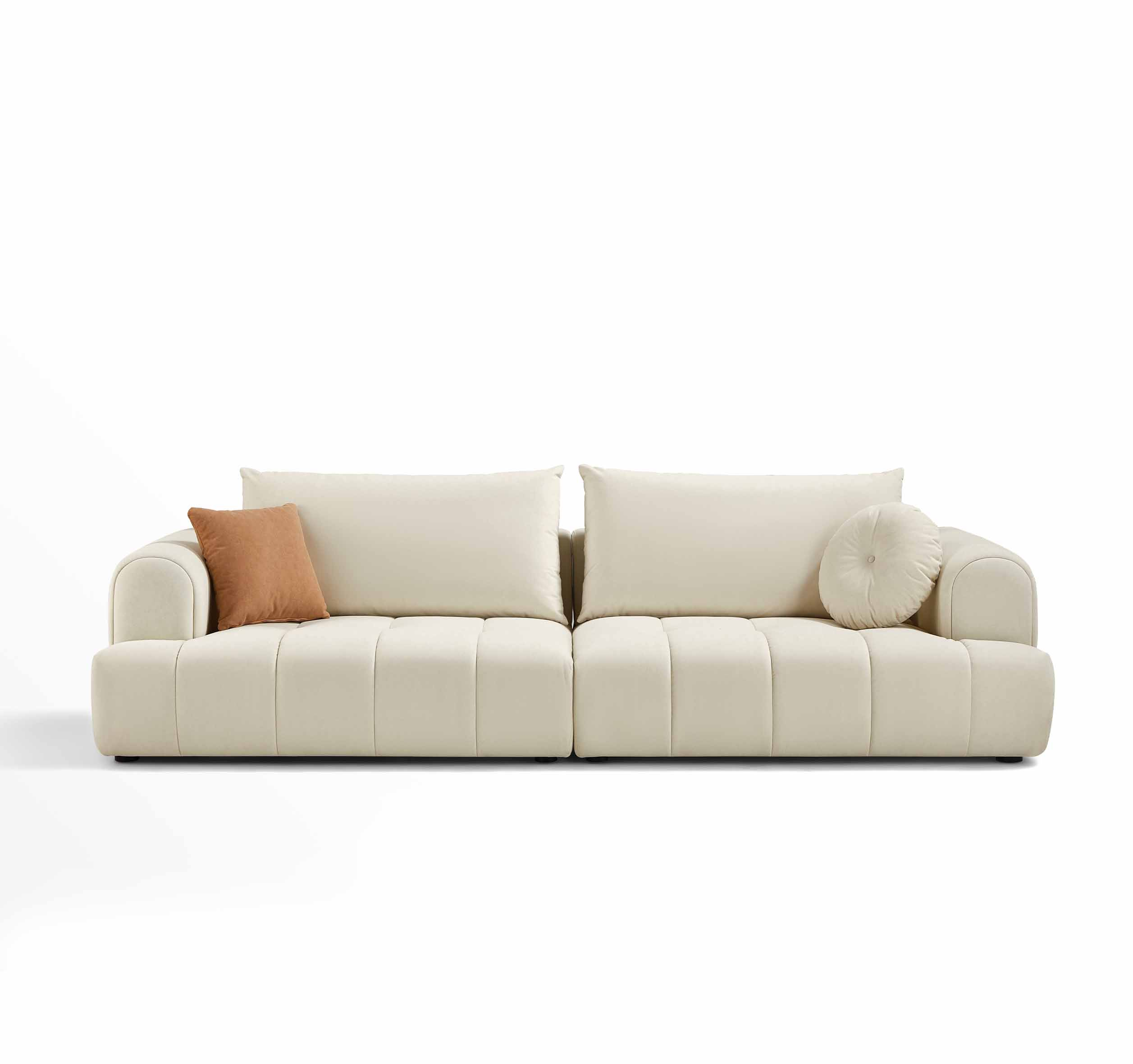 Yeliz 4-Seater Leathaire Sofa – Ivory - Image 4