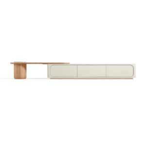 Wendell Extendable TV Console – Off-White Sintered Stone