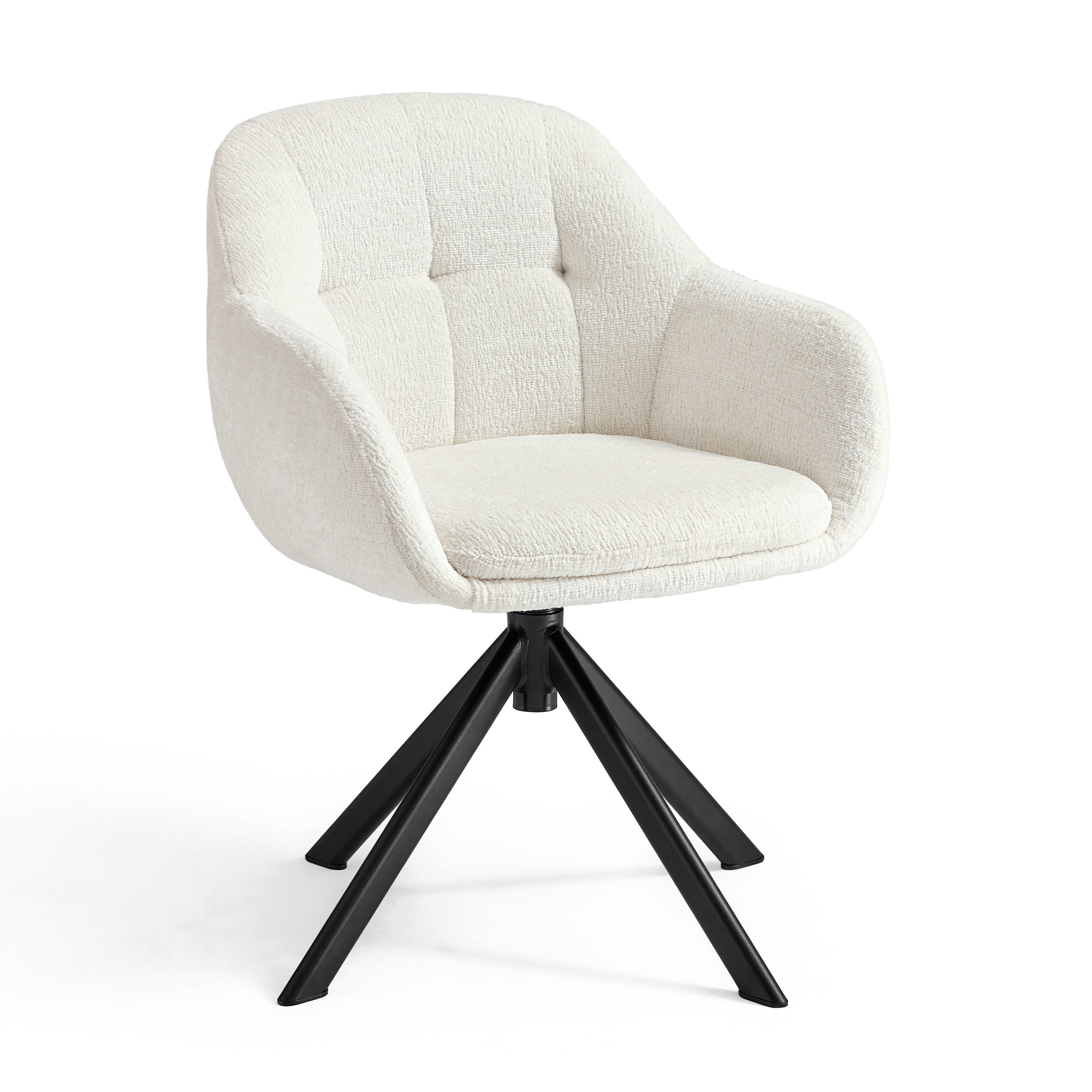 Shayne Velvet Linen Swivel Chair – Cream - Image 3