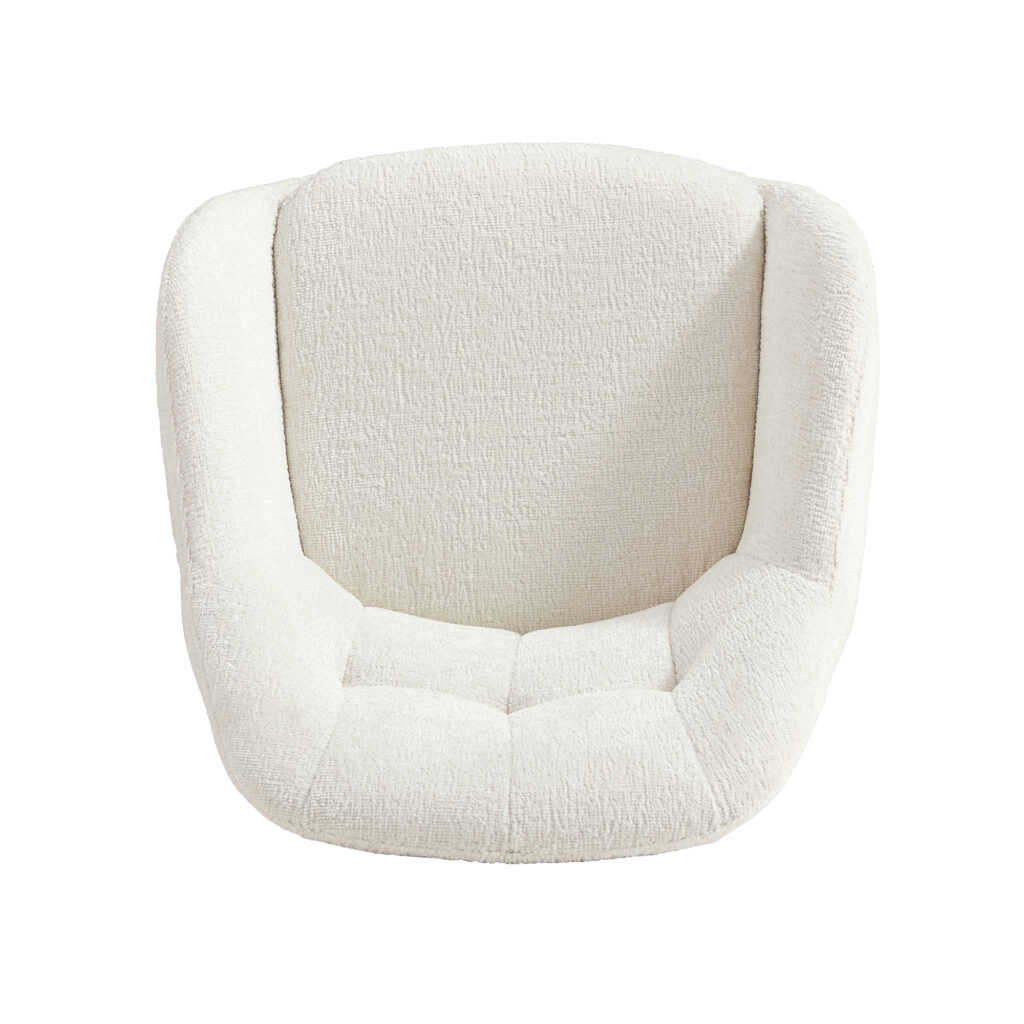 Shayne Velvet Linen Swivel Chair – Cream - Image 4