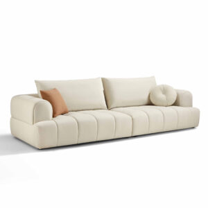 Yeliz 4-Seater Leathaire Sofa – Ivory