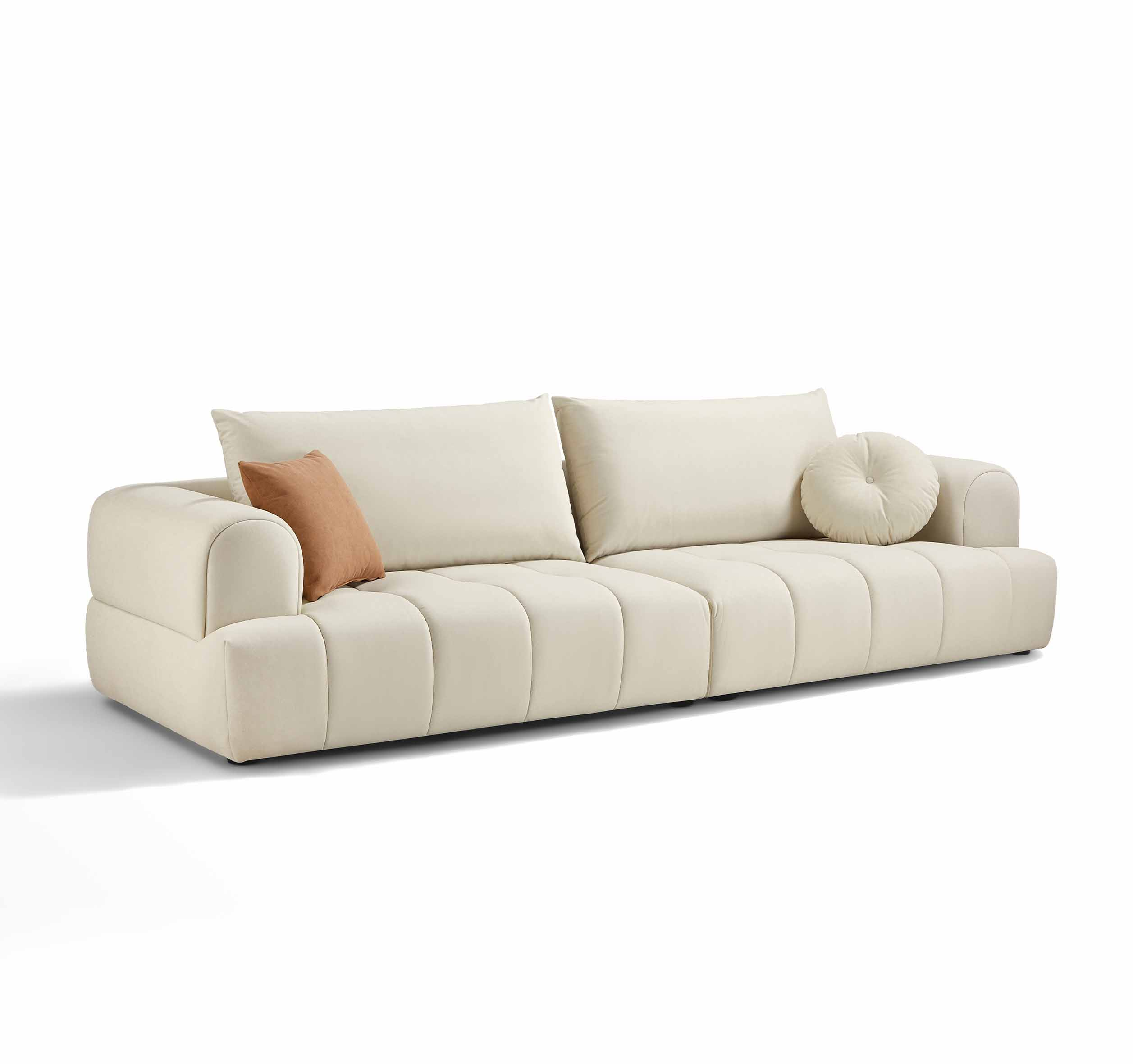 Yeliz 4-Seater Leathaire Sofa – Ivory