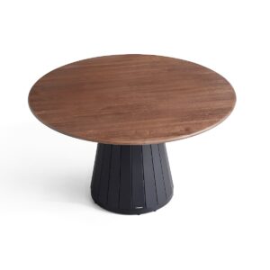 Paulino 1.35M Round Dining Table – Walnut & Black