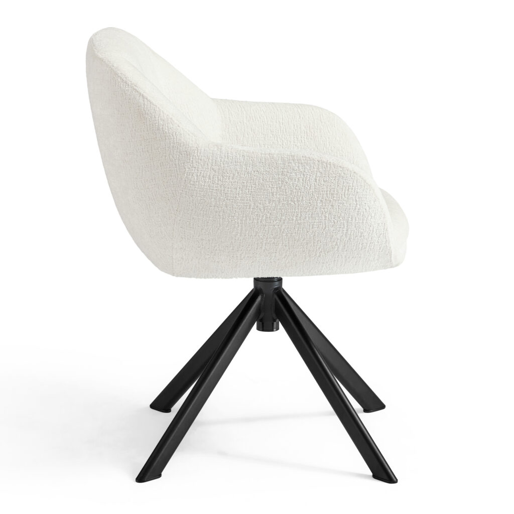 Shayne Velvet Linen Swivel Chair – Cream - Image 6
